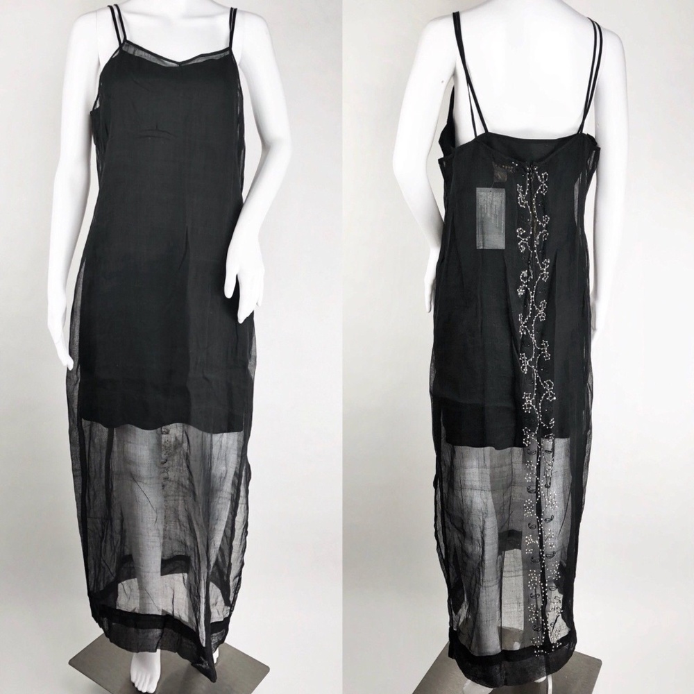Paul Ropp Black Embroidered Dress Cotton Size L